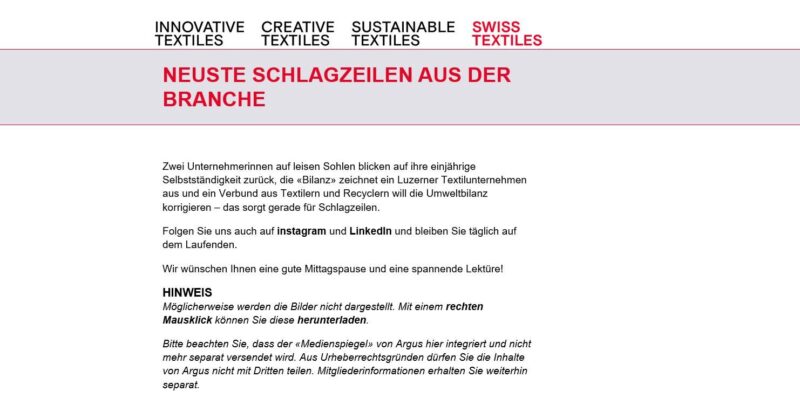 Akquise Swiss Textiles Oktober1